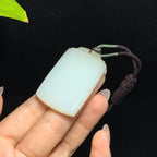和田山料糖白玉无事牌挂件（31.3g）