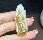 新疆和田玉且末糖白羊脂玉站观音（17.1g）