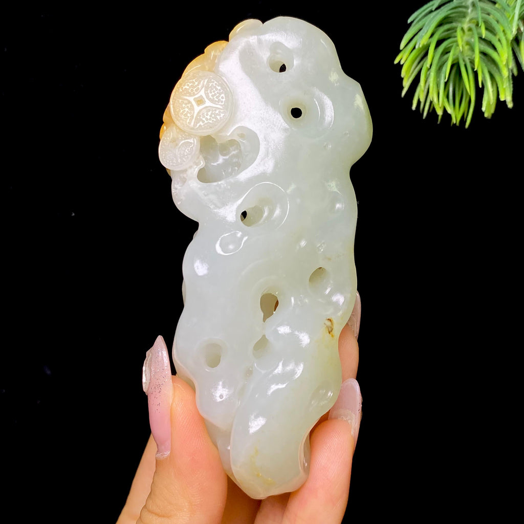 和田玉籽料福鼠运财把件（126.3g）