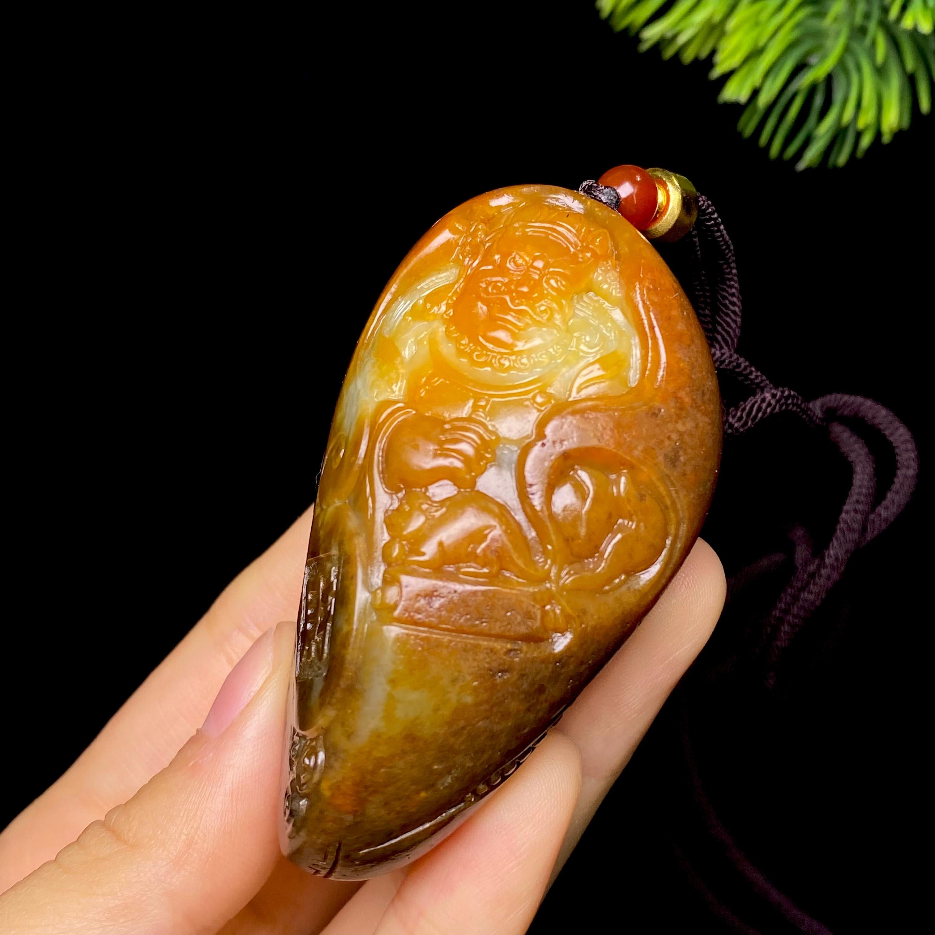 和田玉籽料财神（104.0g）