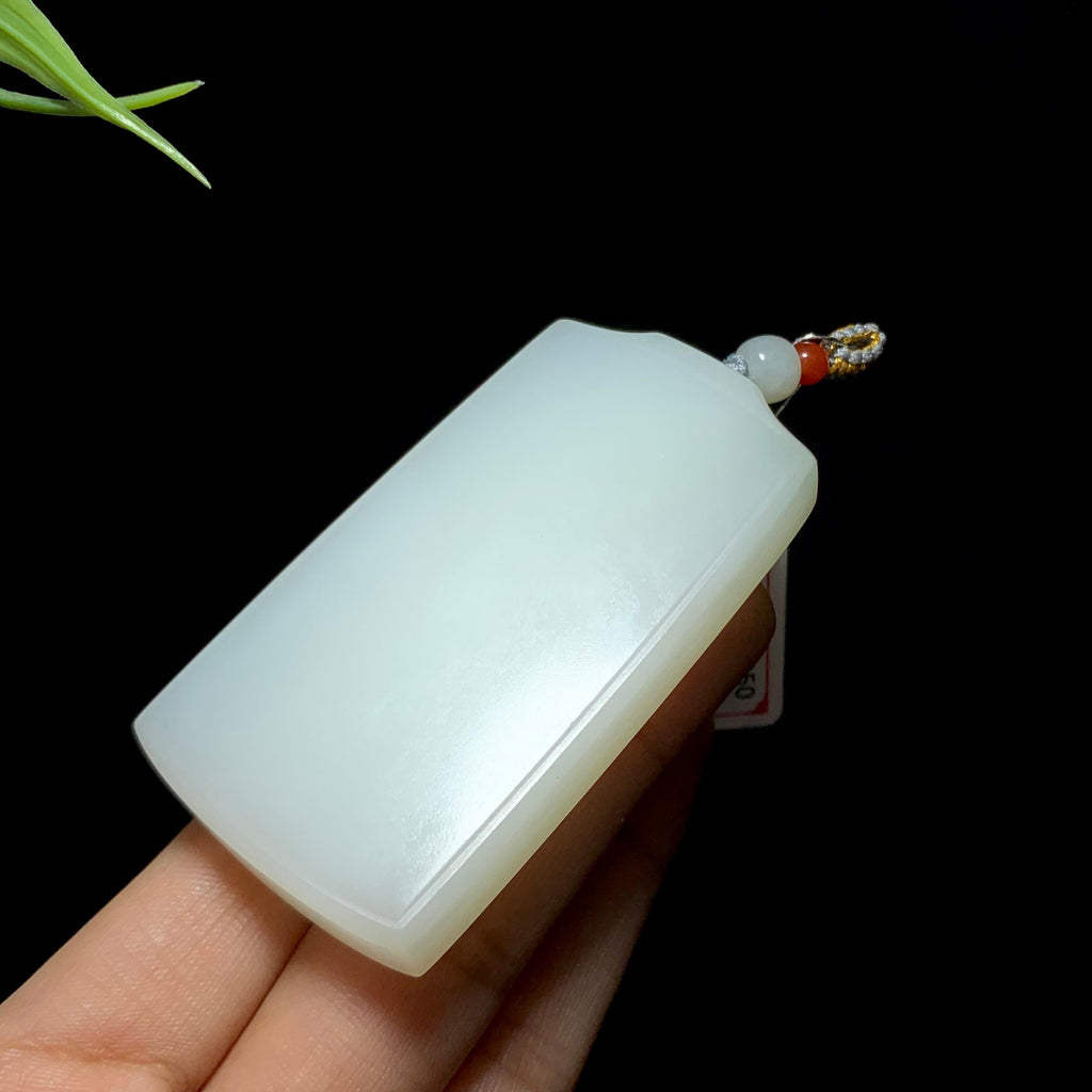 和田玉羊脂白玉无事牌（62.6g）