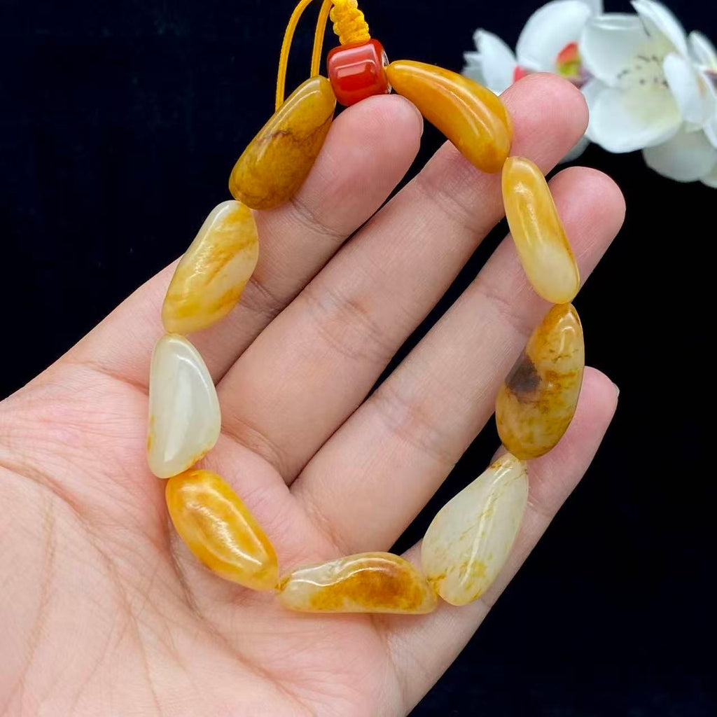 和田玉洒金皮籽料【精品手串】（35.1g）
