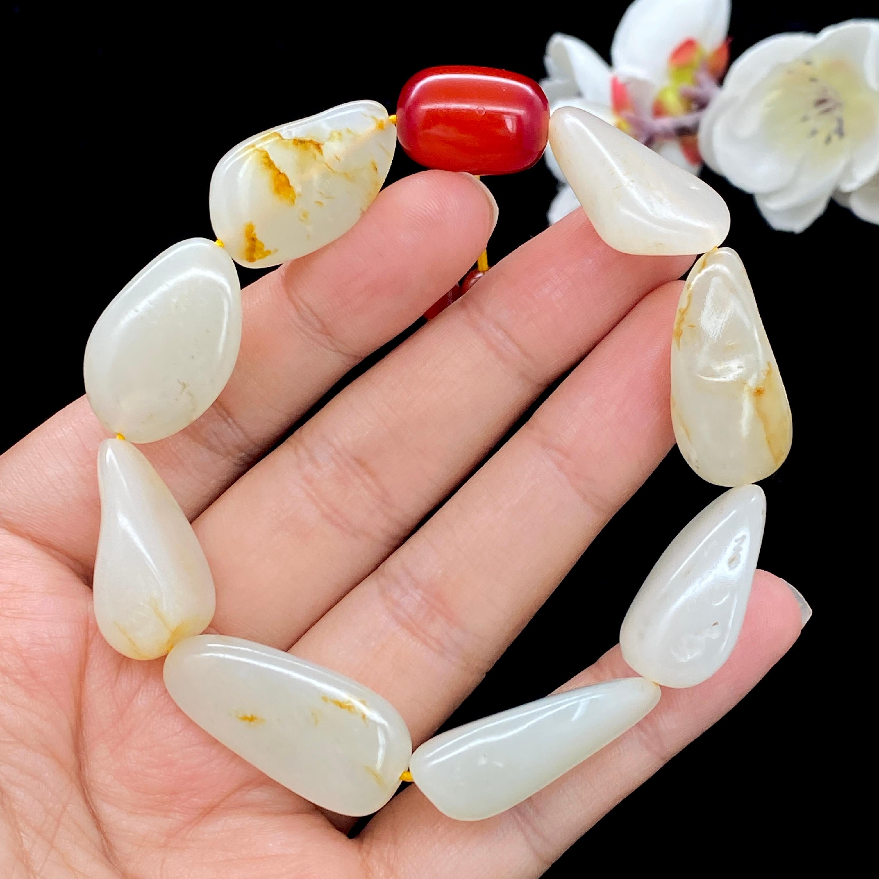 和田玉洒金皮籽料【精品手串】（48.2g）