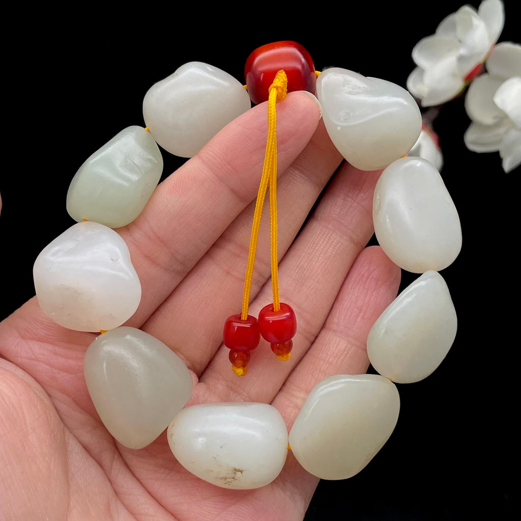和田玉白玉籽料【精品手串】（77.9g）
