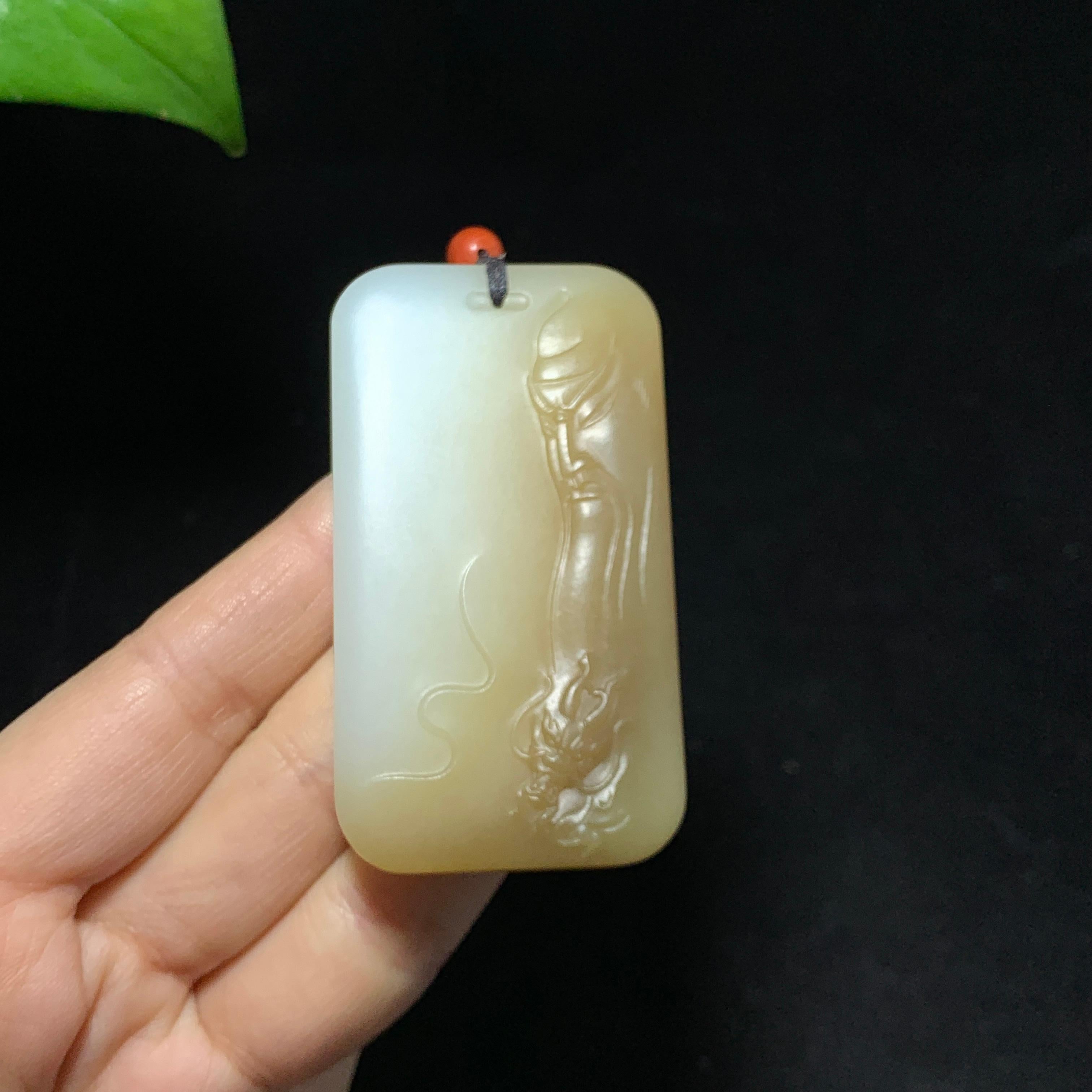 收藏级新疆且末糖白玉关公挂件（72.5g）