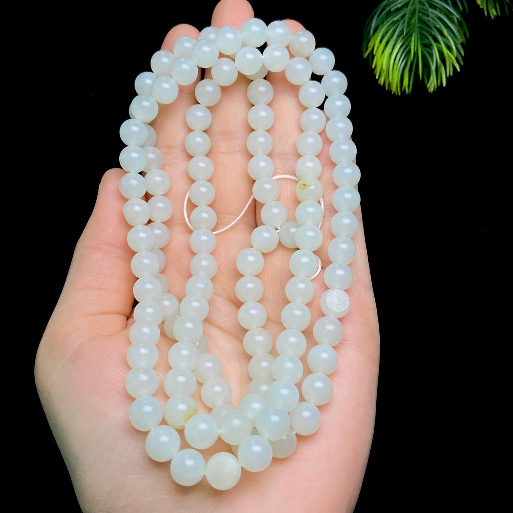 和田玉籽料圆珠项链（88.0g）