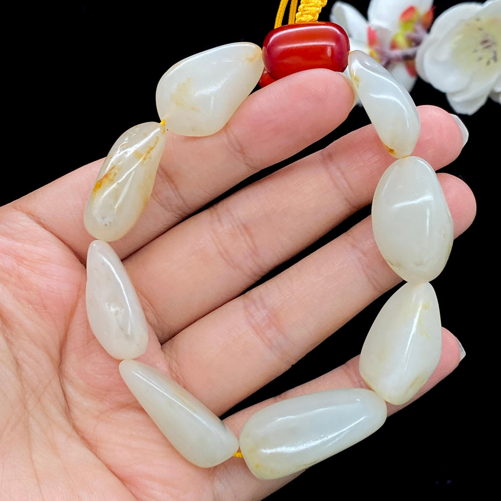 和田玉洒金皮籽料【精品手串】（48.2g）
