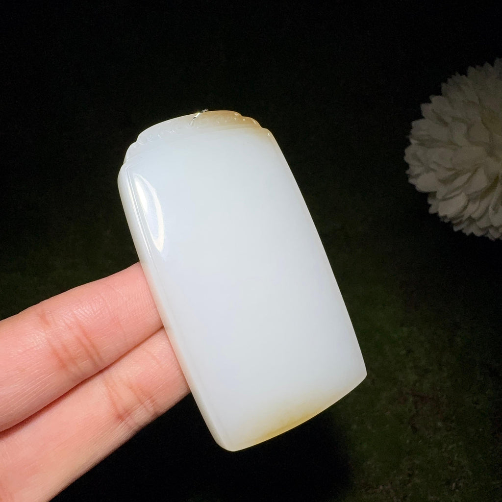 和田玉糖白平安无事牌（65.0g）