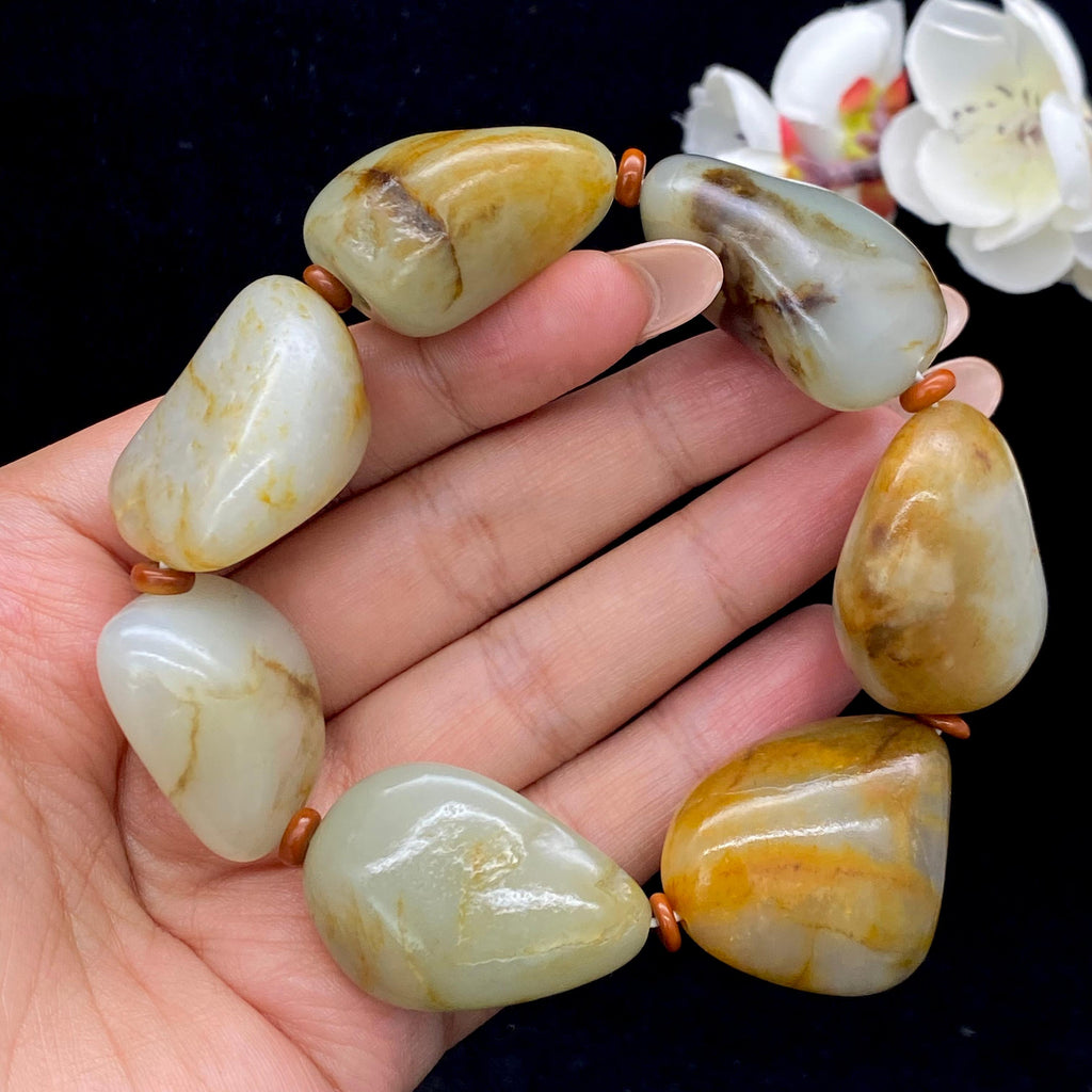和田玉洒金皮籽料【精品男士手串】（144.2g）