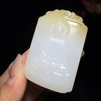 和田玉糖白大日如来挂件（43.4g）