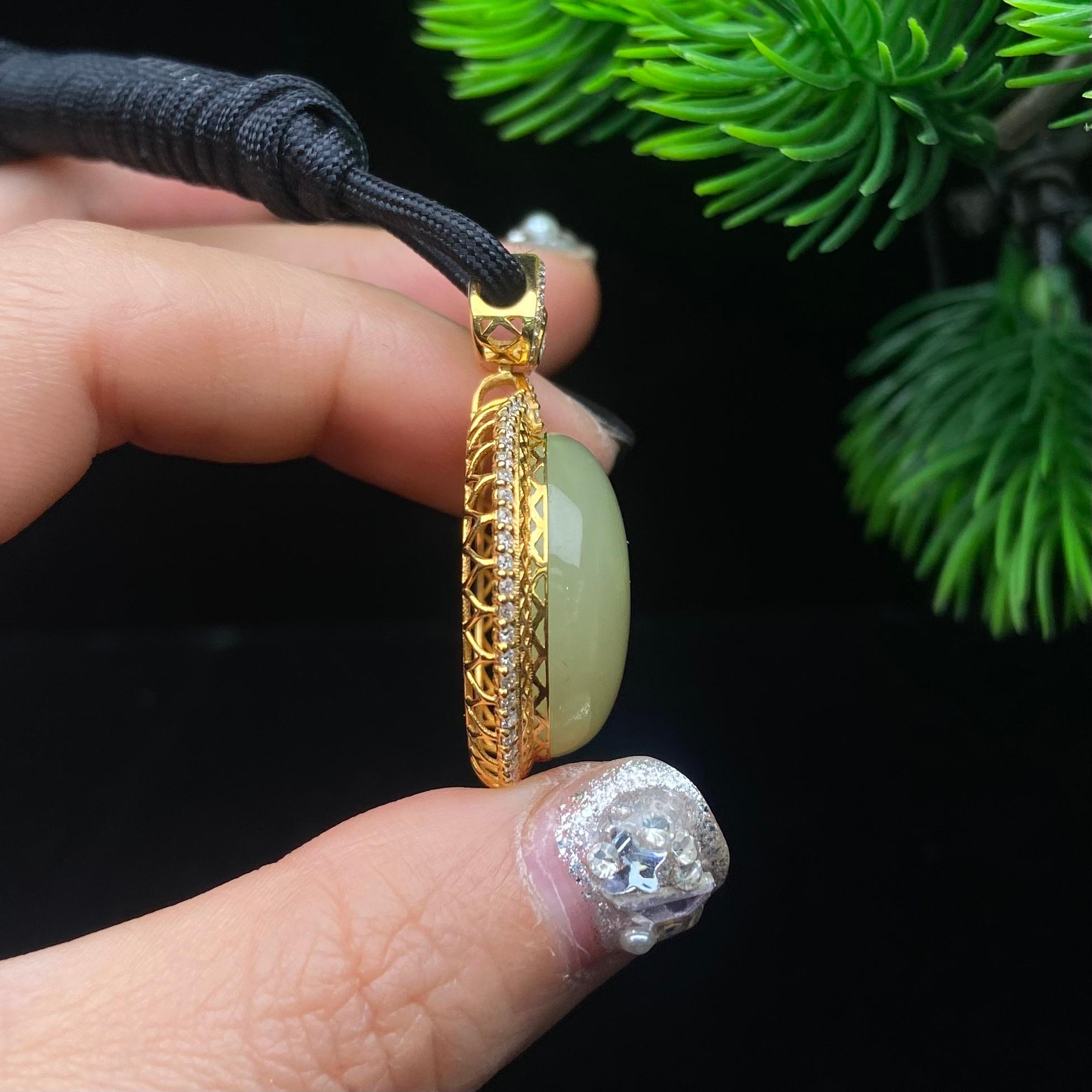 18K金和田黄口吊坠（13.0g）