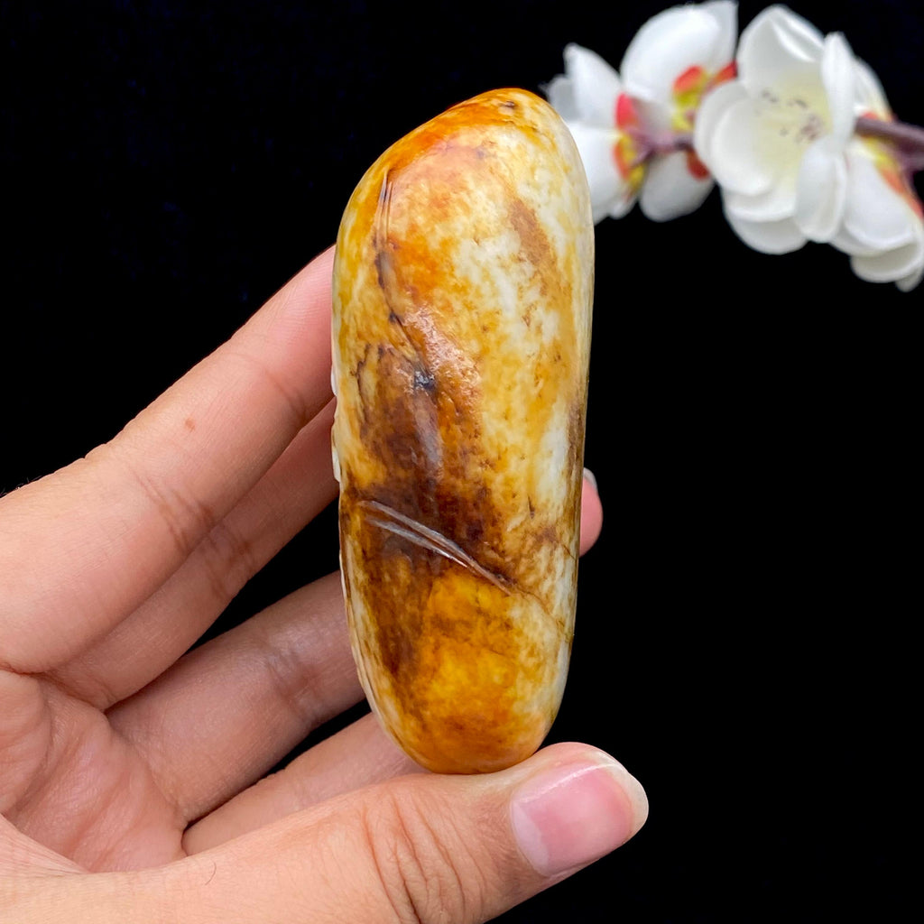 和田玉黄沁皮荔枝肉籽料【手把件】（290.6g）