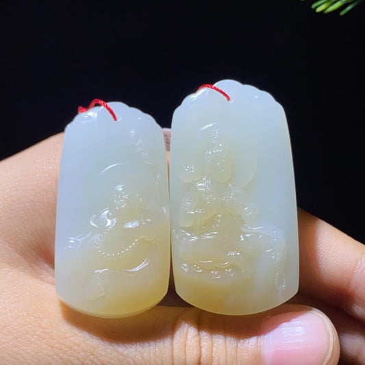 和田玉糖白双圣护佑（29.2g）