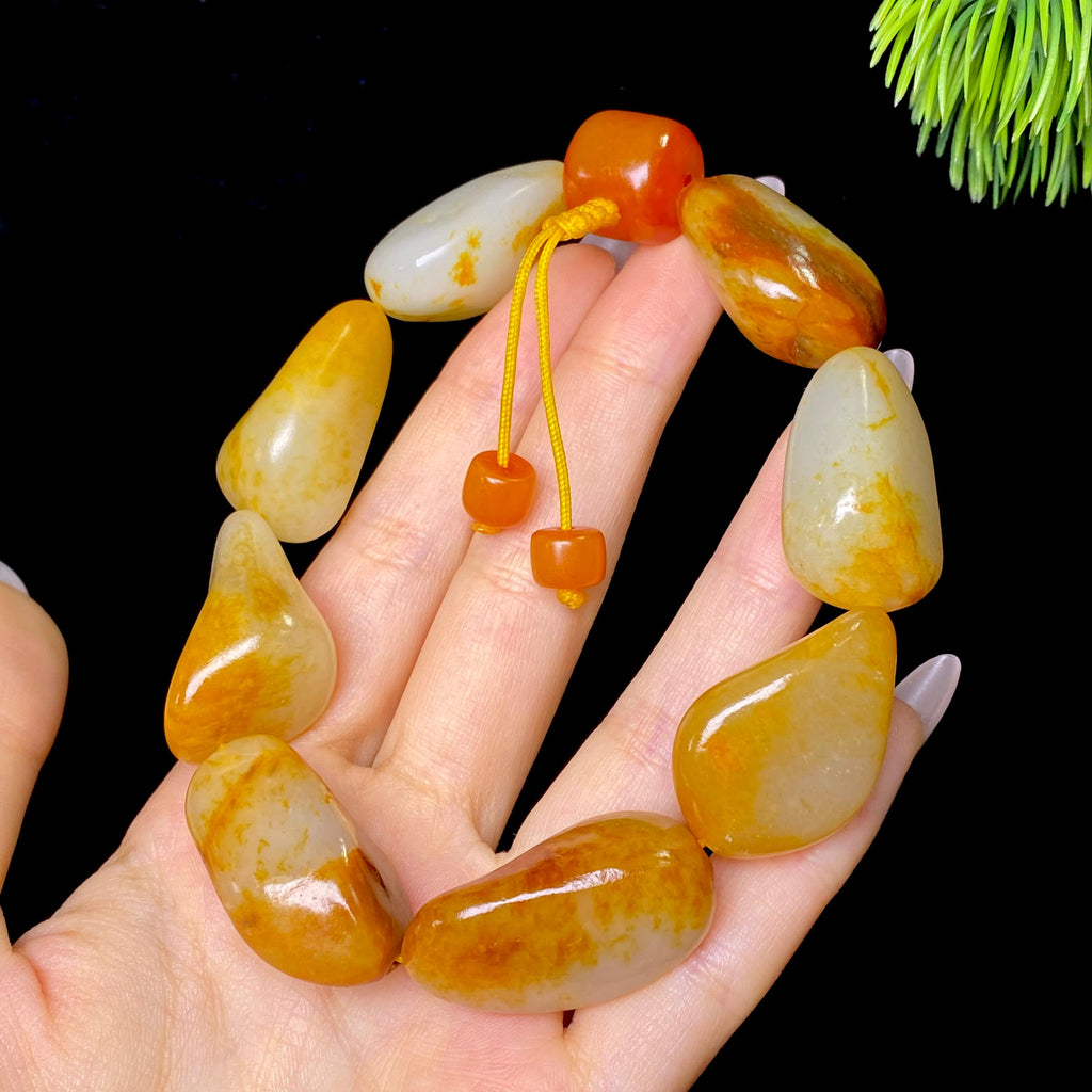 和田玉红皮籽料手串（88.31g）