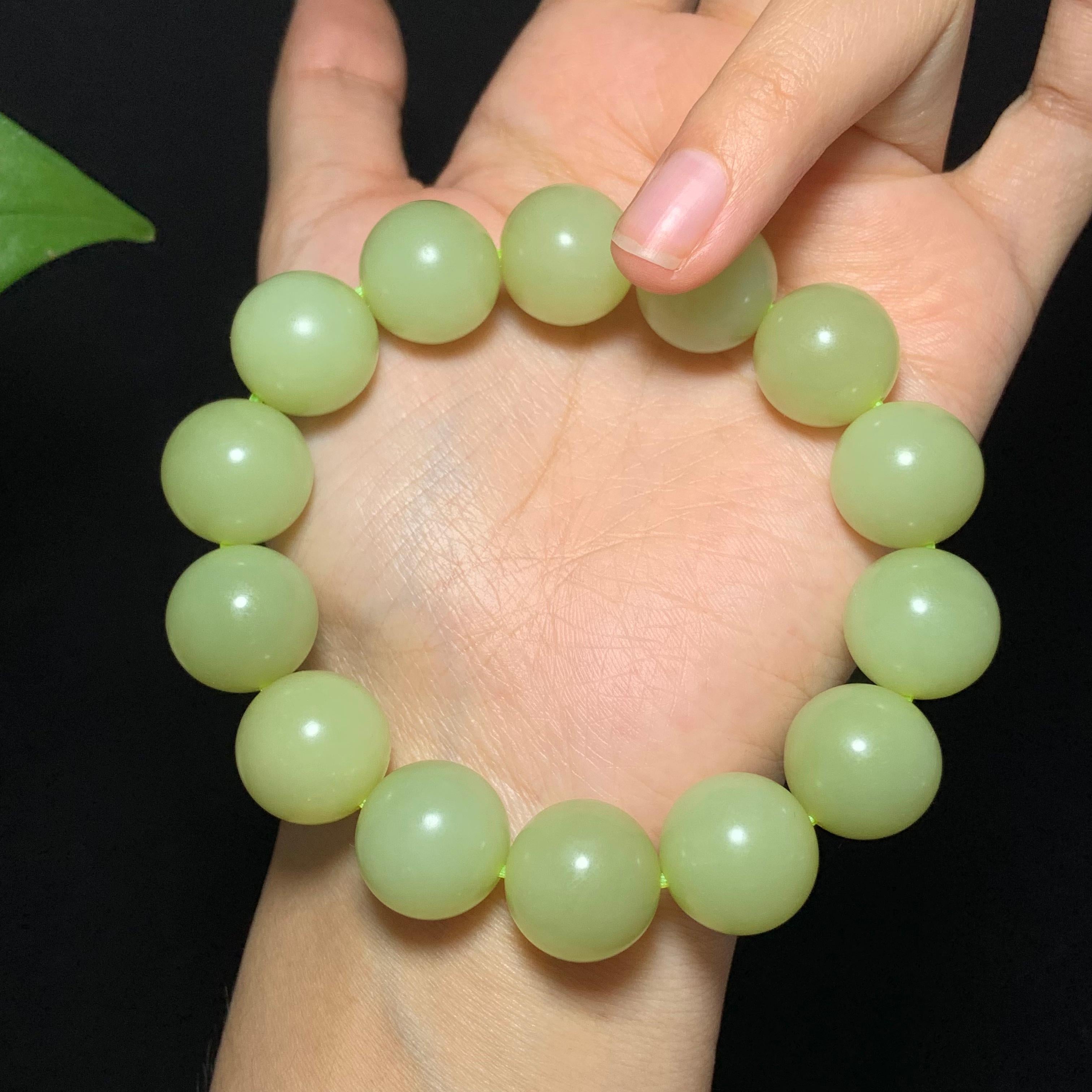 收藏级和田山料黄口圆珠手串（88.5g）