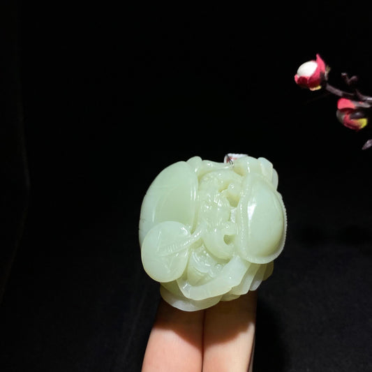 和田山料且末蓝八方来财手把件（112.0g）