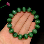 高品质碧玉黑猫眼圆珠手串（47.0g）