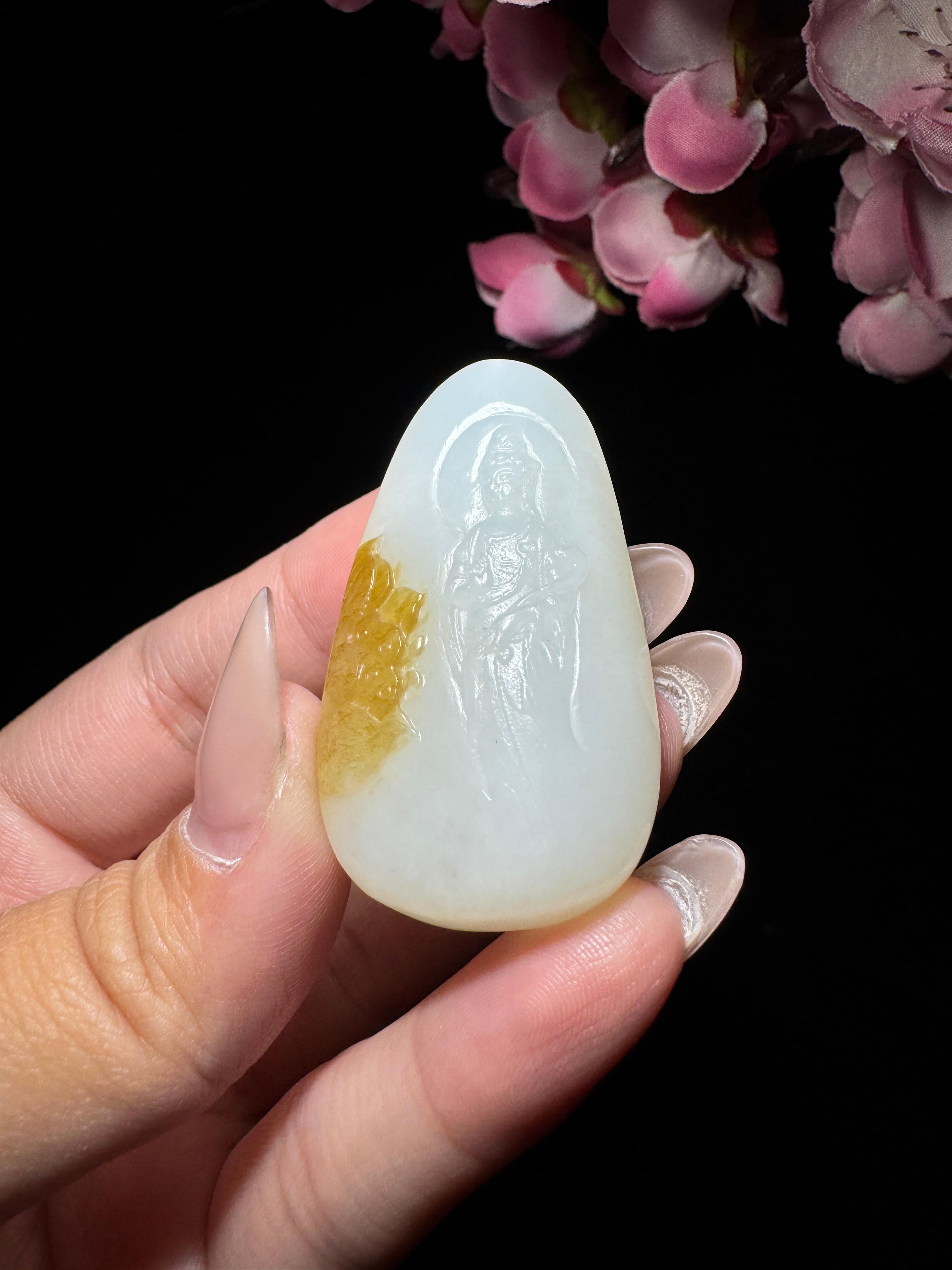 和田玉糖白玉观音（23.7g）