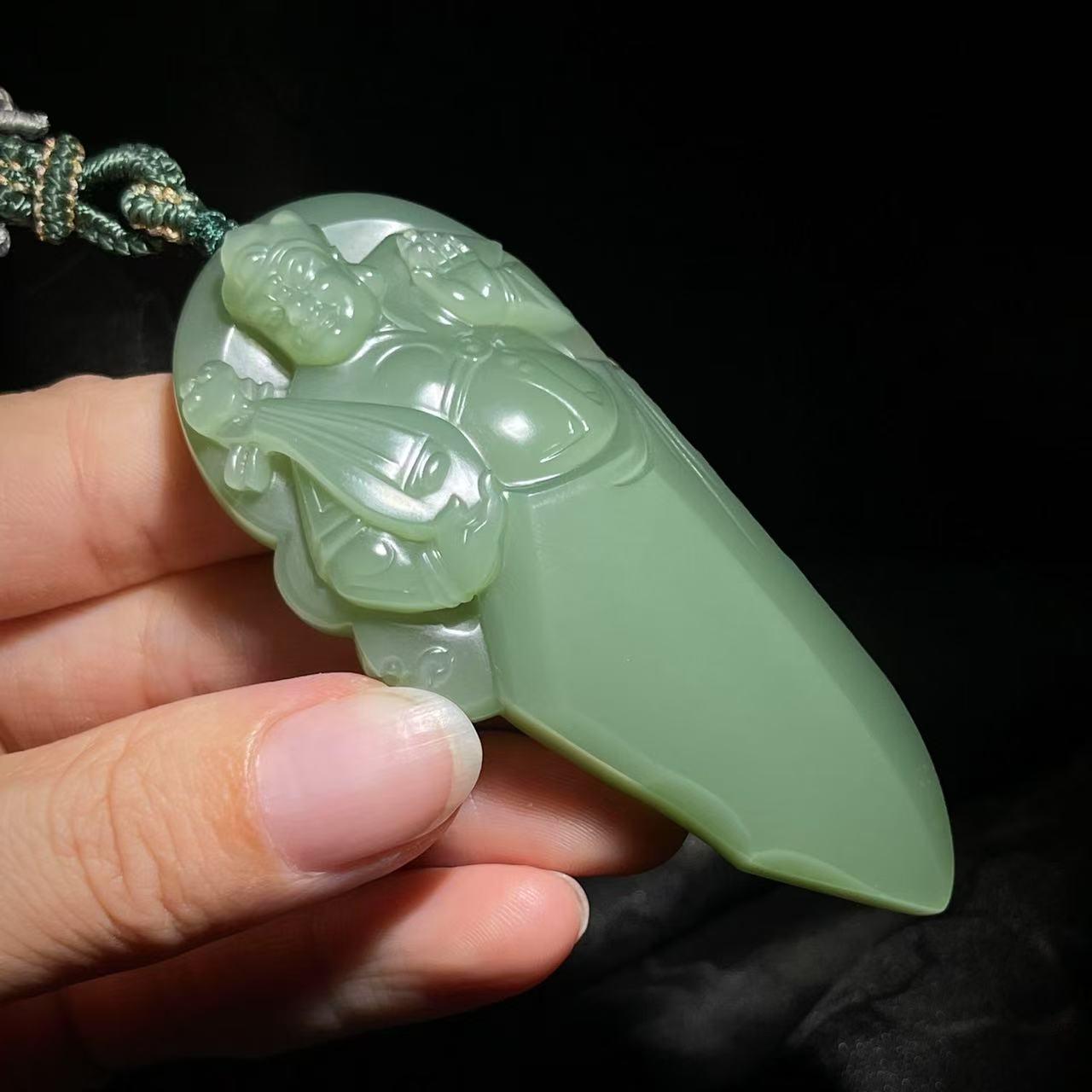 和田玉碧玉青武将（45.6g）