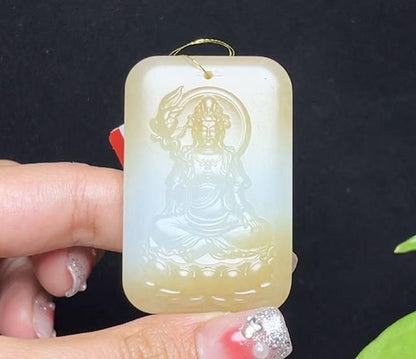 和田玉且末天地糖羊脂玉观音（44.3g）