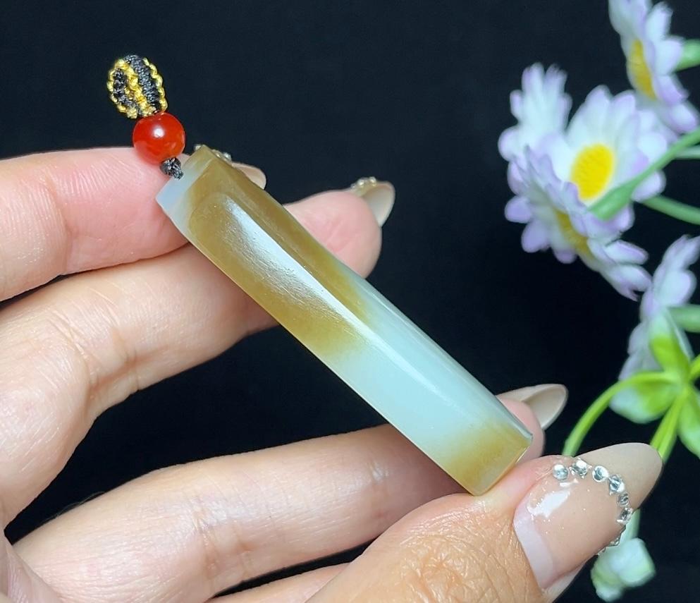 和田玉糖白莲花平安无事牌（36.0g）