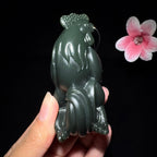 和田玉沙枣青雄鸡手把件（126.7g）