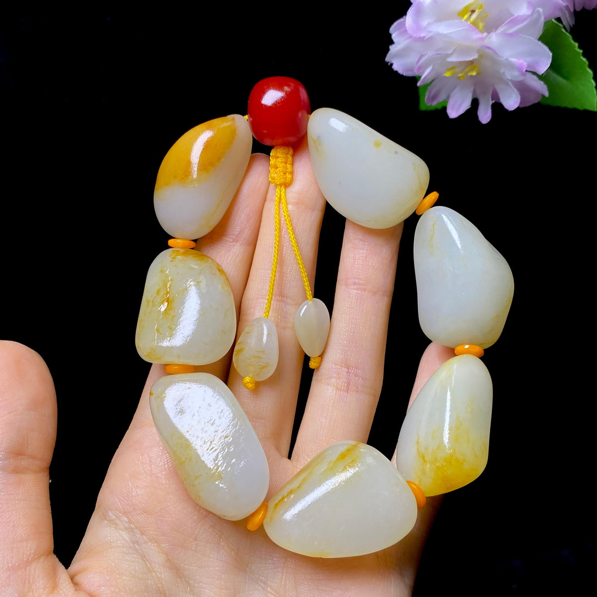 和田玉洒金皮籽料手串（98.60g）