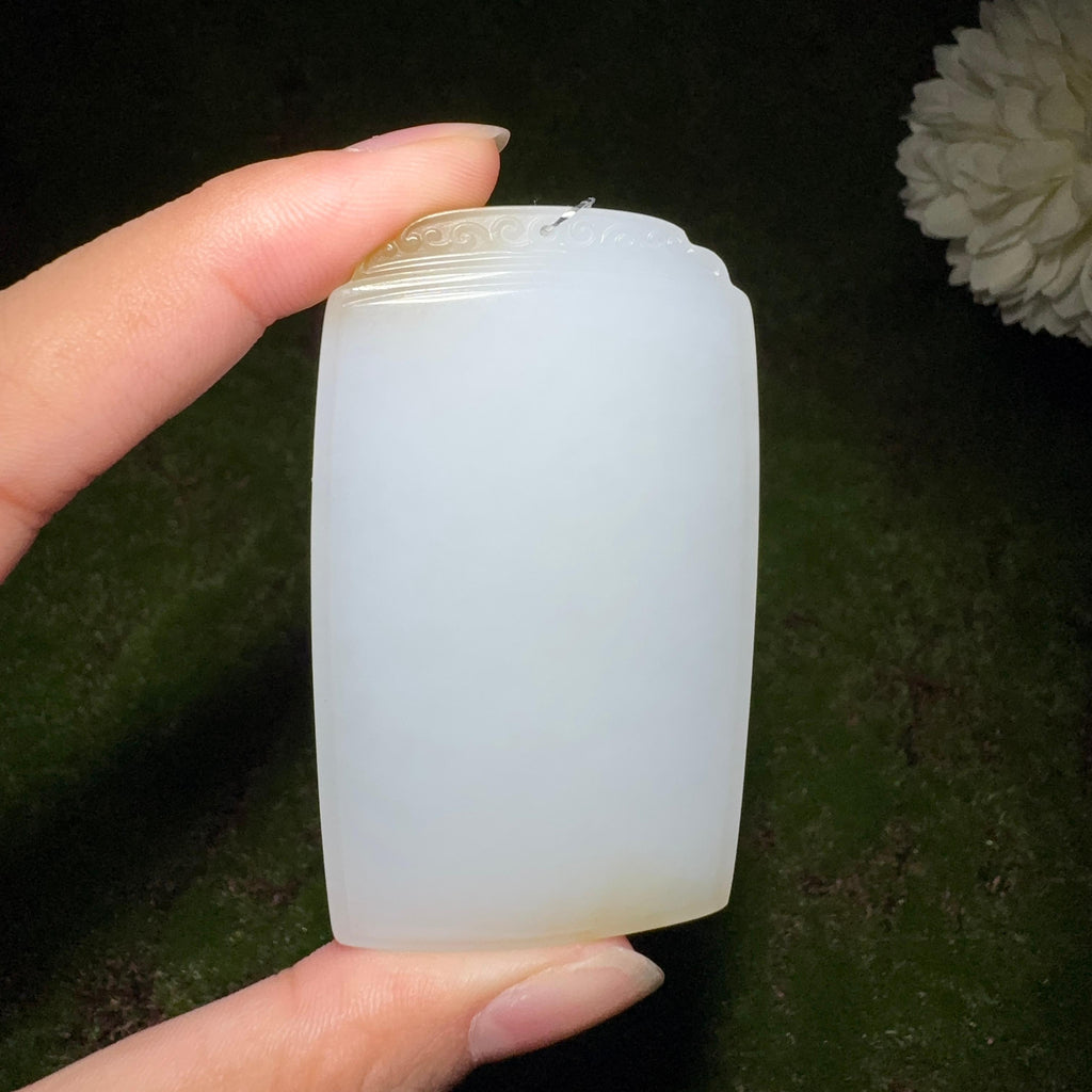 和田玉糖白平安无事牌（60.7g）