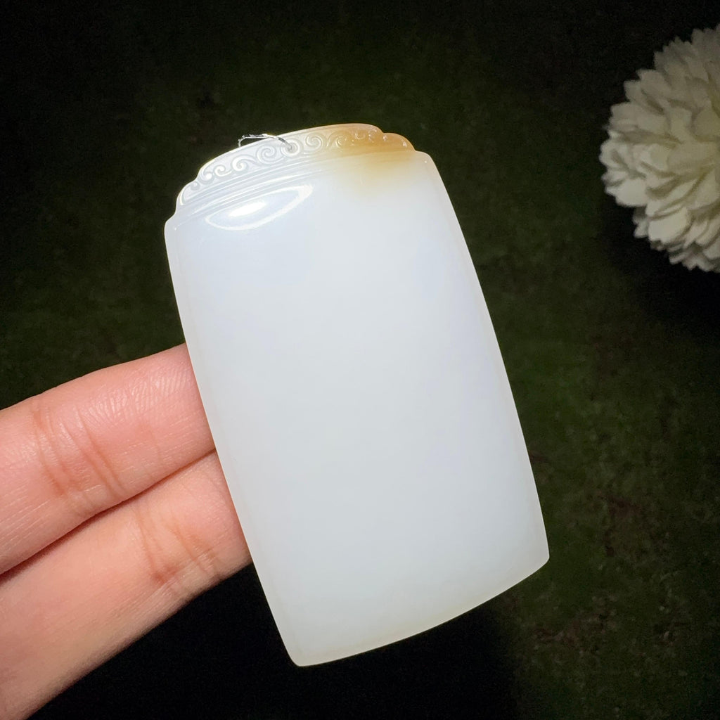 和田玉糖白平安无事牌（60.7g）