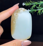 和田玉且末糖白地藏王菩萨平安牌（58.6g）