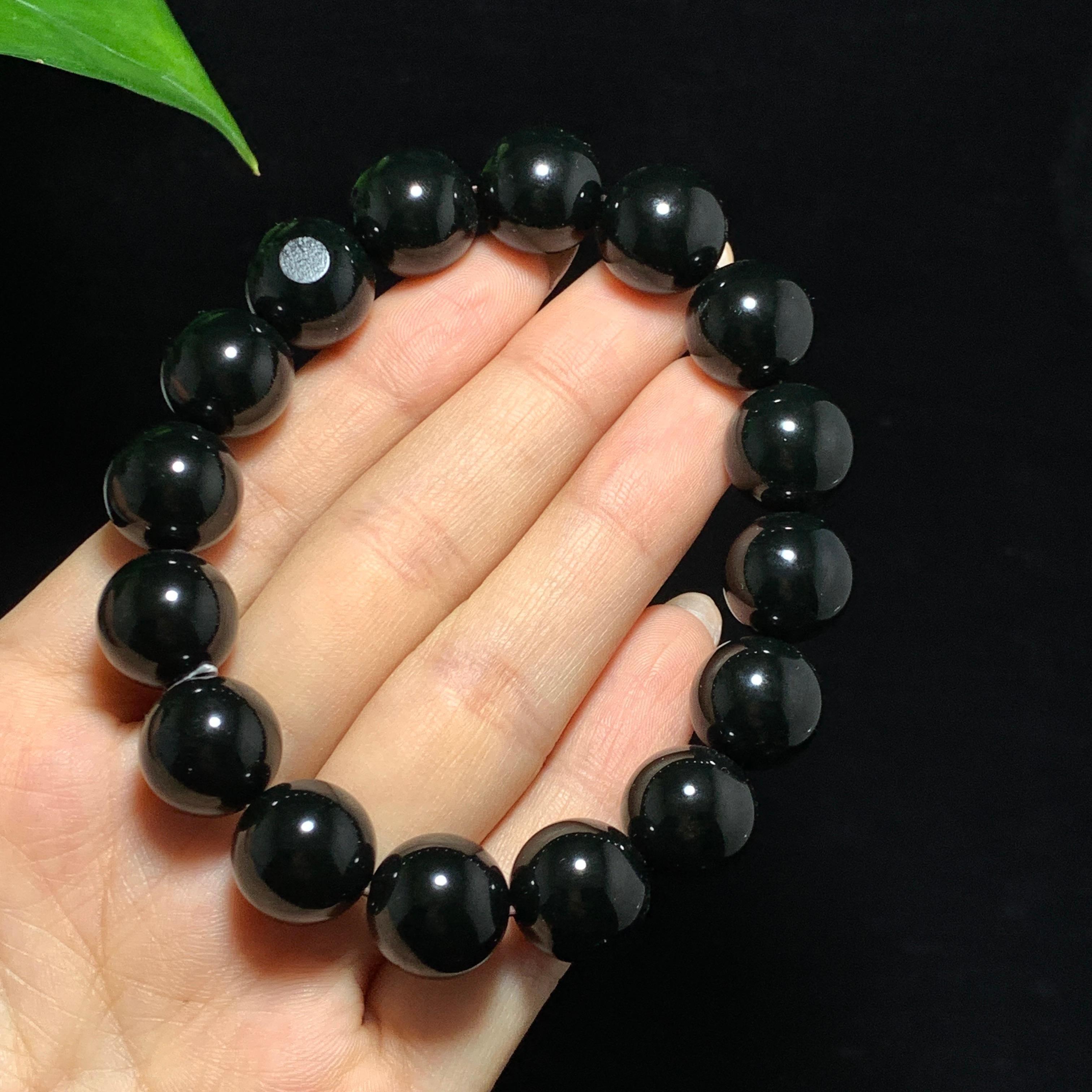 和田籽料黑青圆珠手串（70.0g）