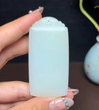 新疆和田玉且末料羊脂玉年年有余平安无事牌（47.8g）