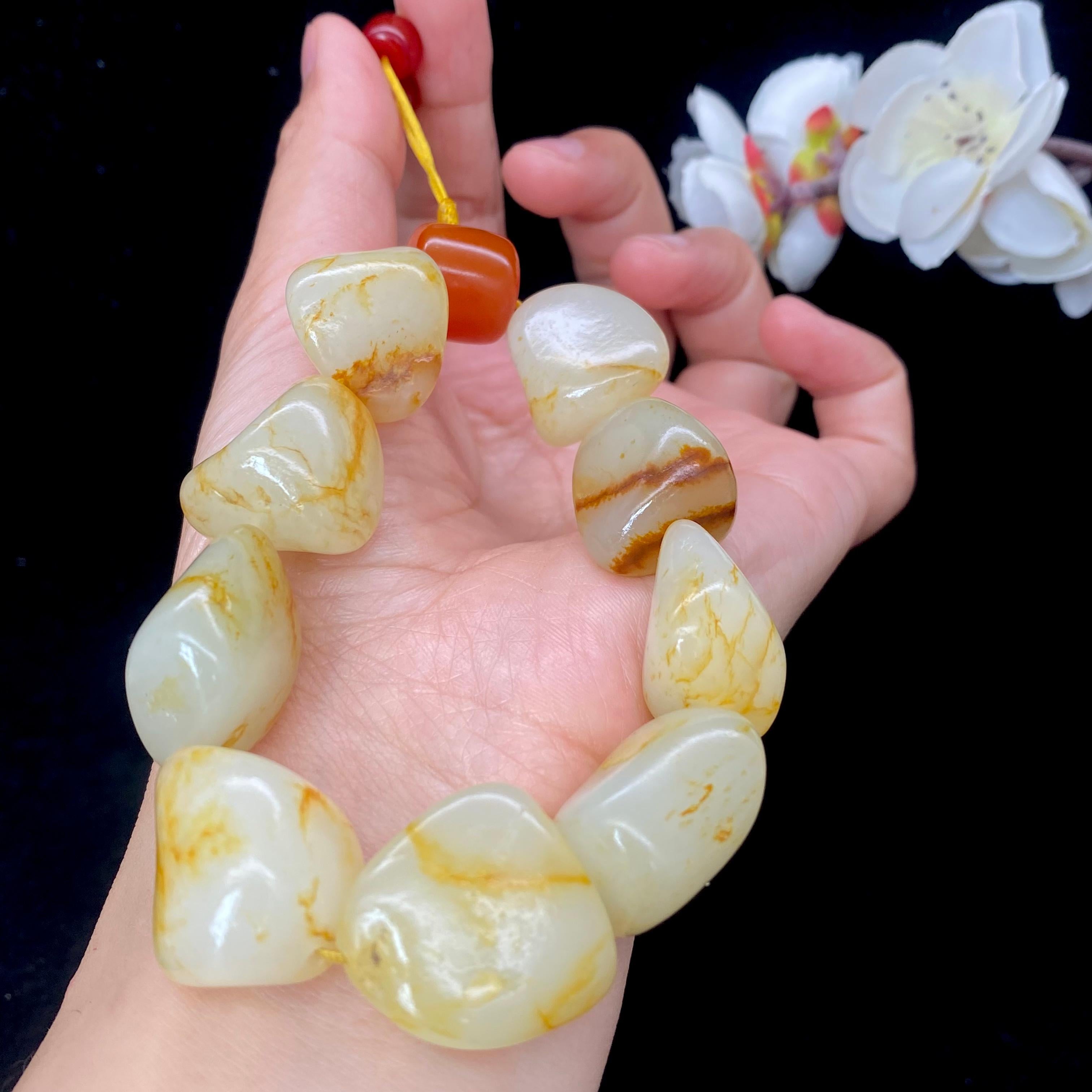 和田玉洒金皮籽料【精品手串】（87.1g）