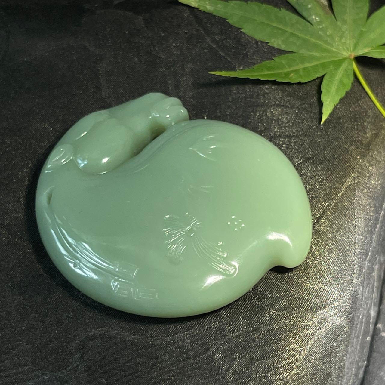 和田玉碧玉粉青马到成功（50.0g）