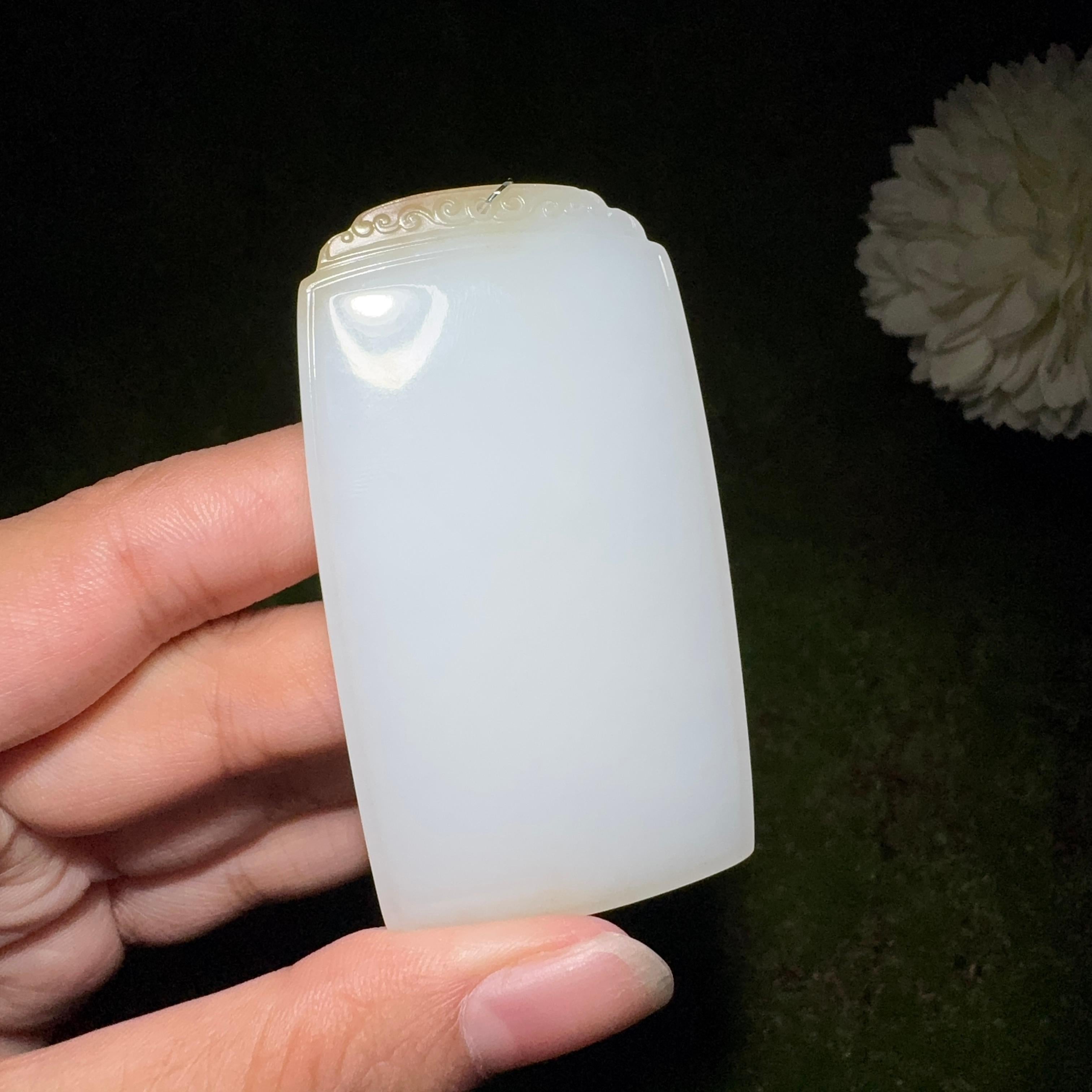 和田玉糖白平安无事牌（65.0g）