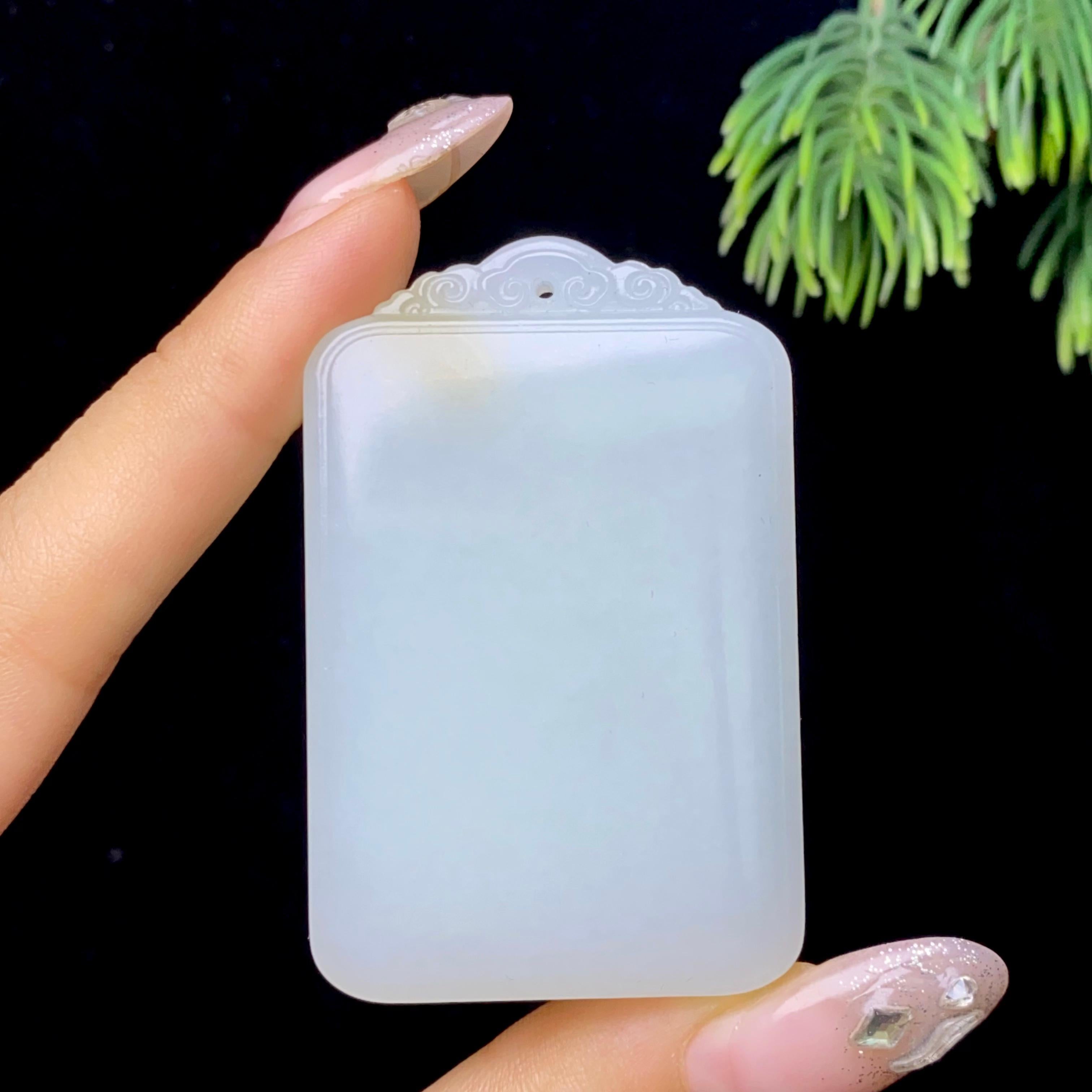 和田玉糖白无事牌（50.5g）