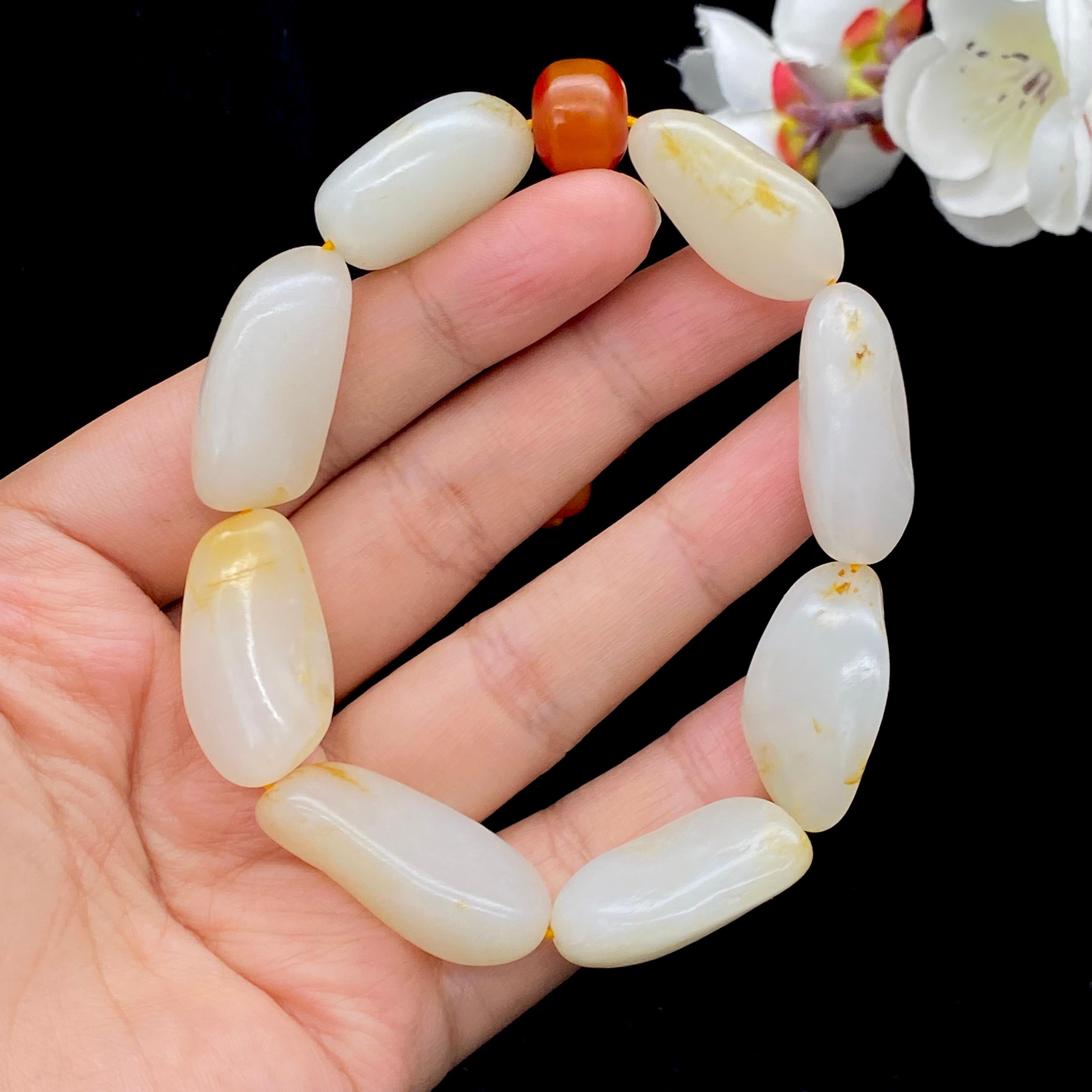 和田玉洒金皮籽料【精品手串】（56g）