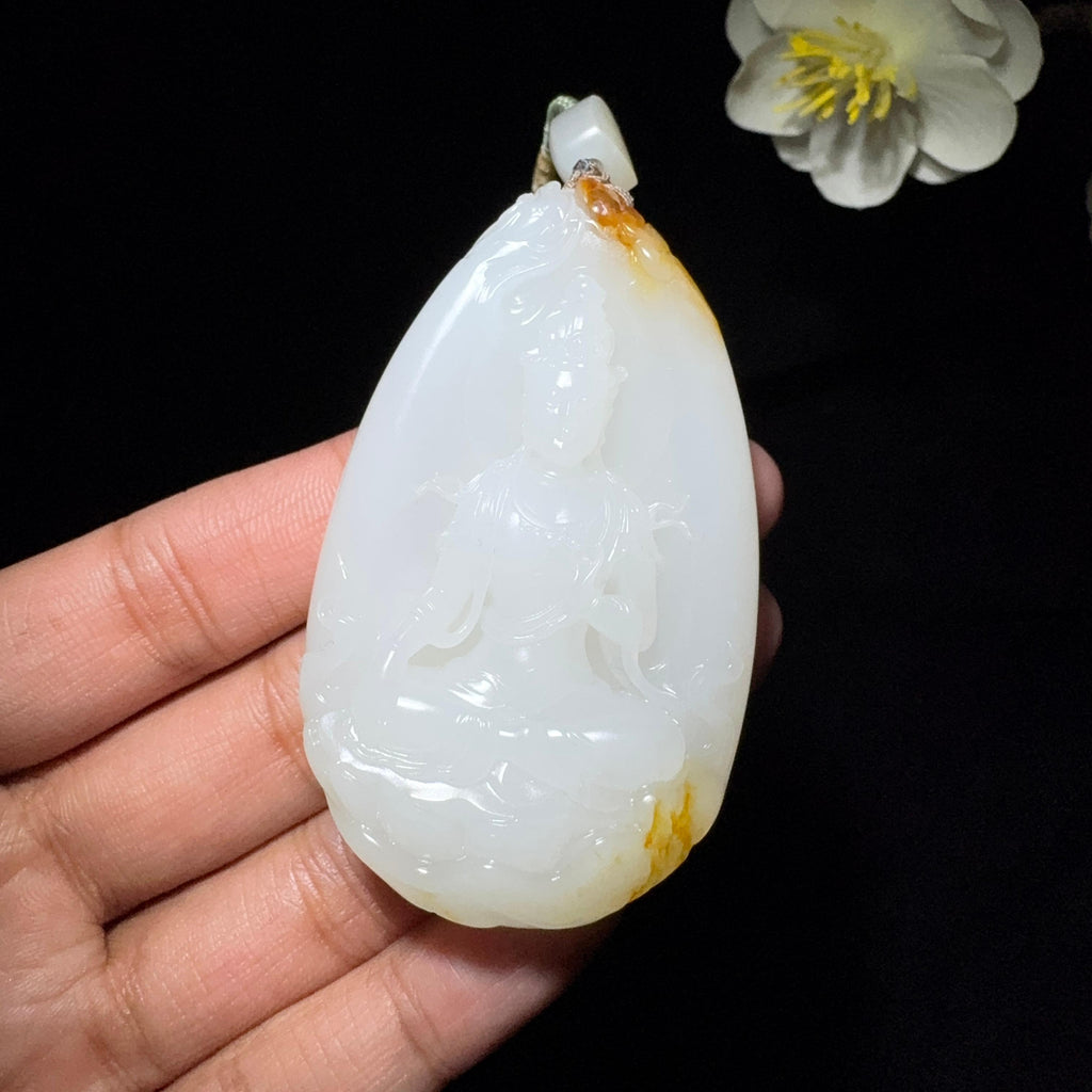 和田玉籽料御龙观音挂件（63.1g）