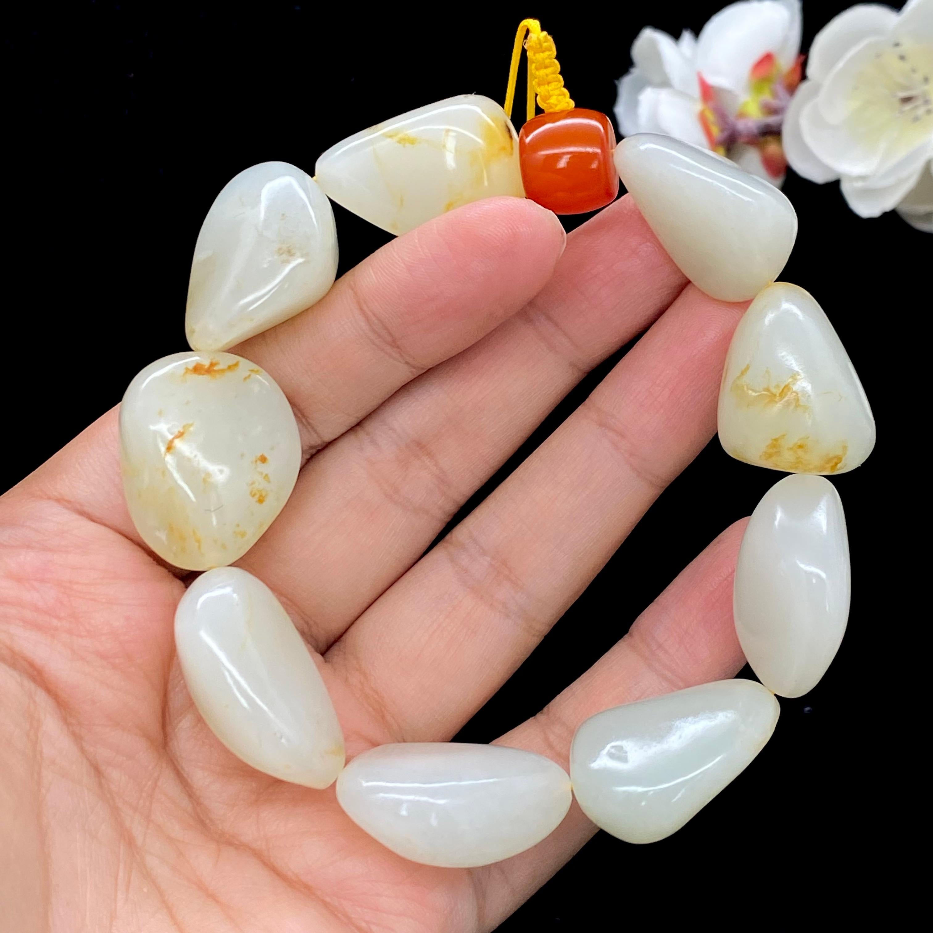 和田玉洒金皮籽料【精品手串】（88.8g）
