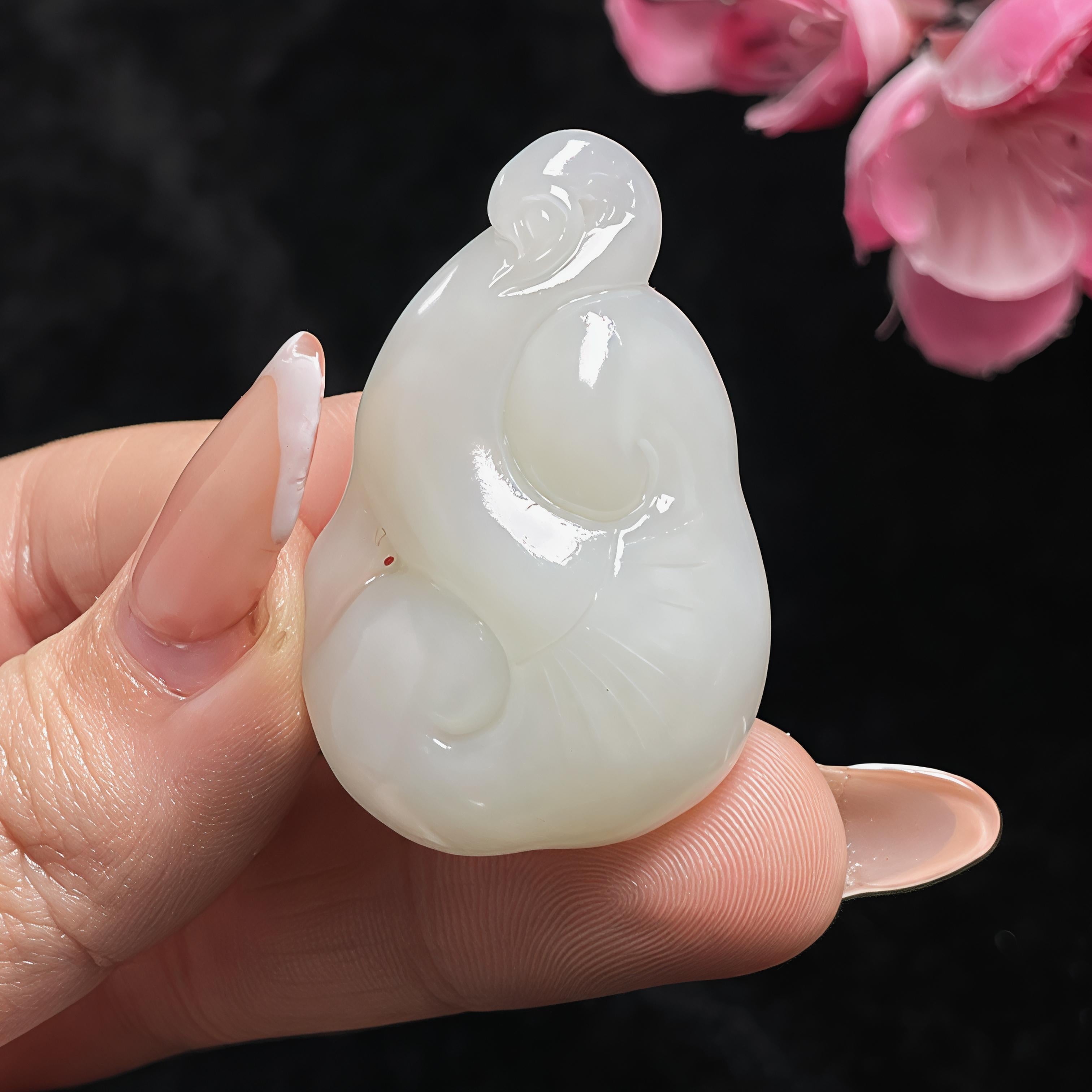 和田玉羊脂白玉如意挂件（17.2g）