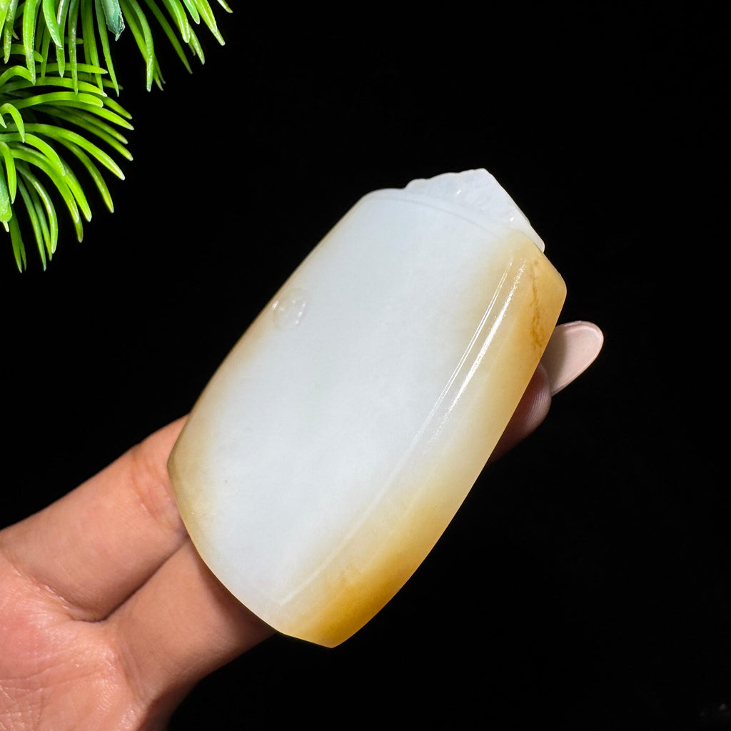 和田玉山料糖白玉无事牌（56.0g）