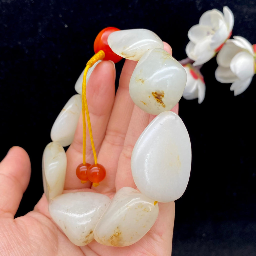 和田玉洒金皮籽料【精品手串】（88.9g）