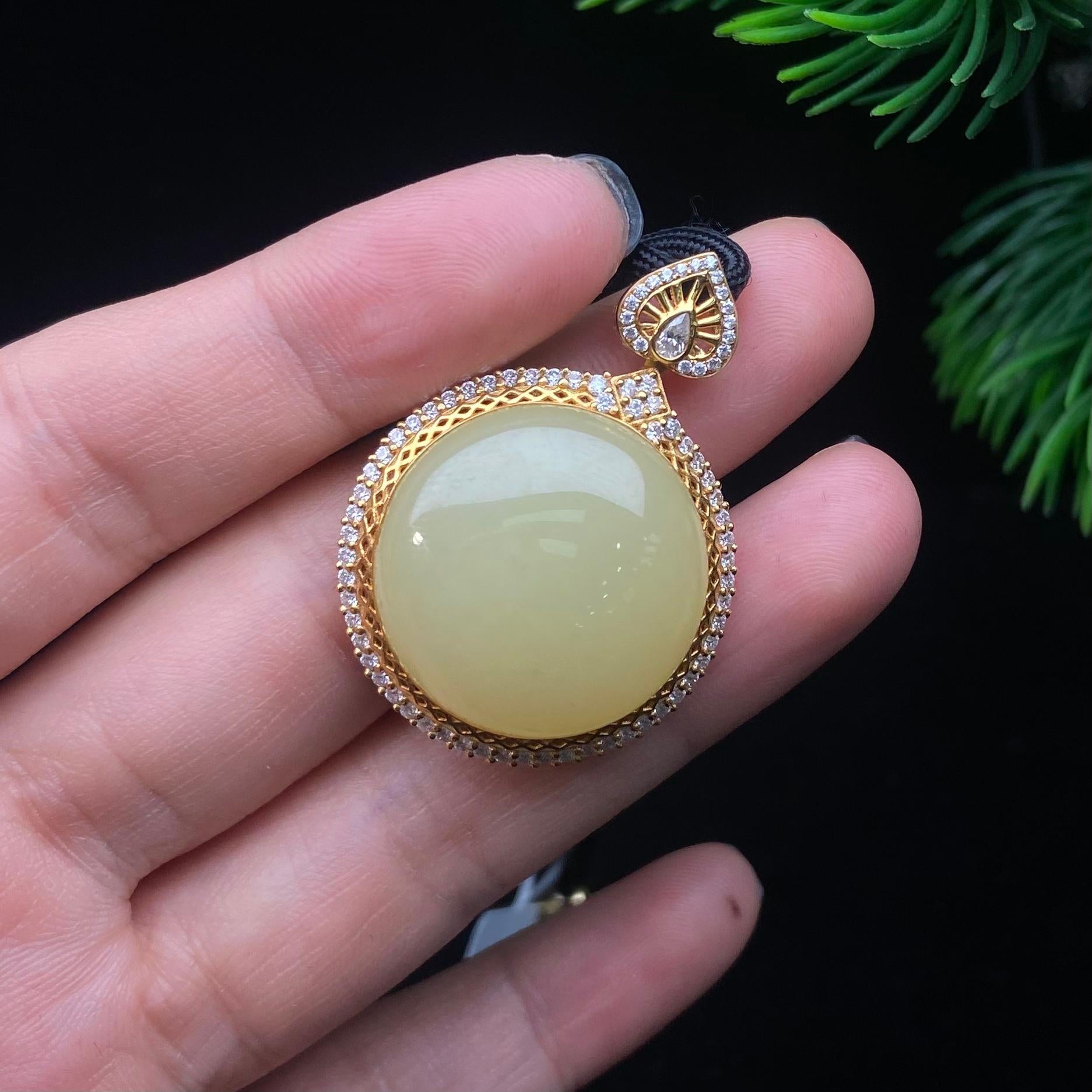 18K金和田黄口吊坠（13.0g）