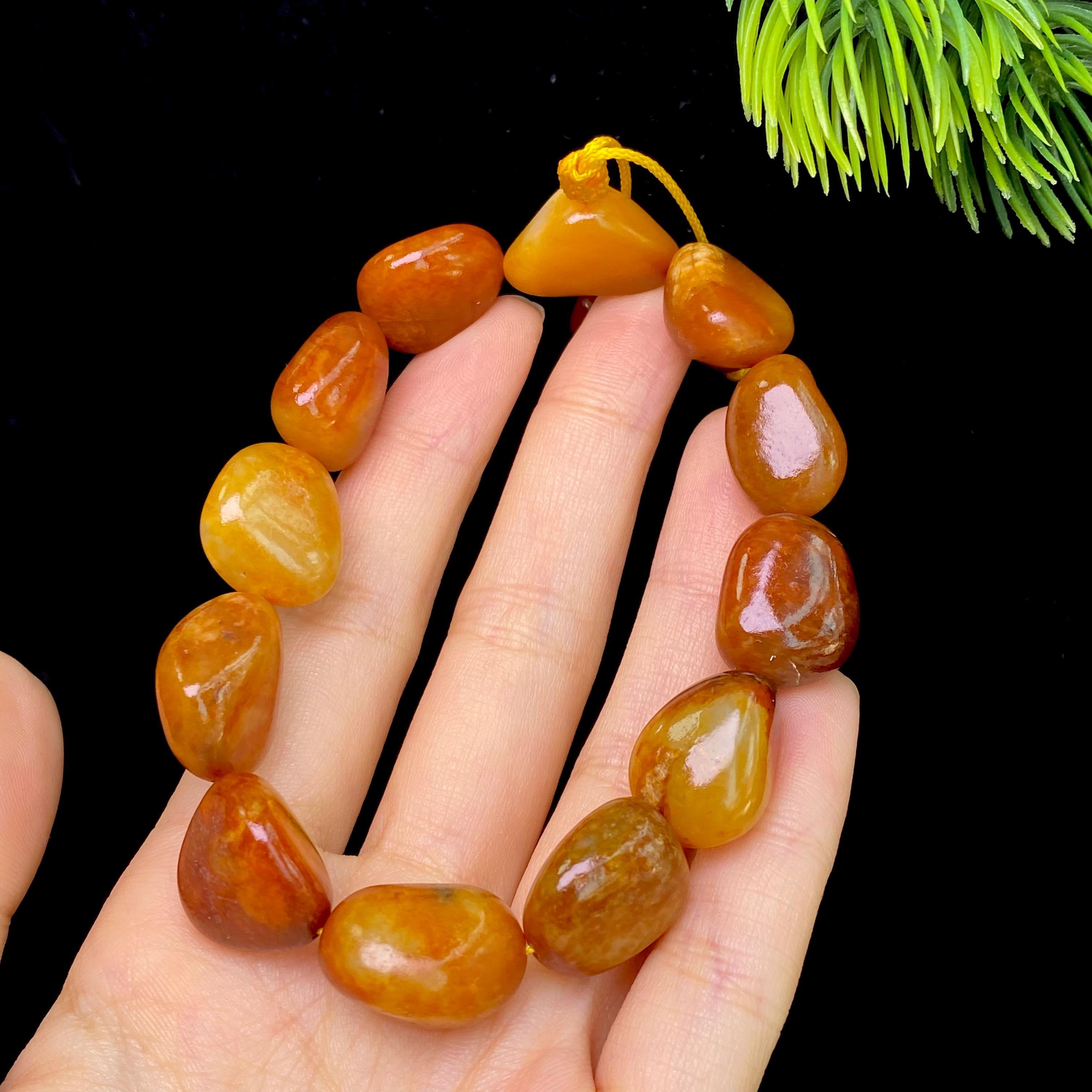 和田玉黄沁皮籽料手串（46.5g）