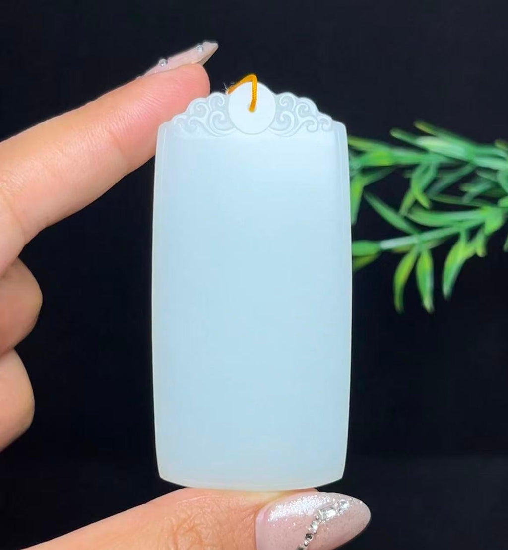和田玉羊脂白玉平安无事牌（66.3g）