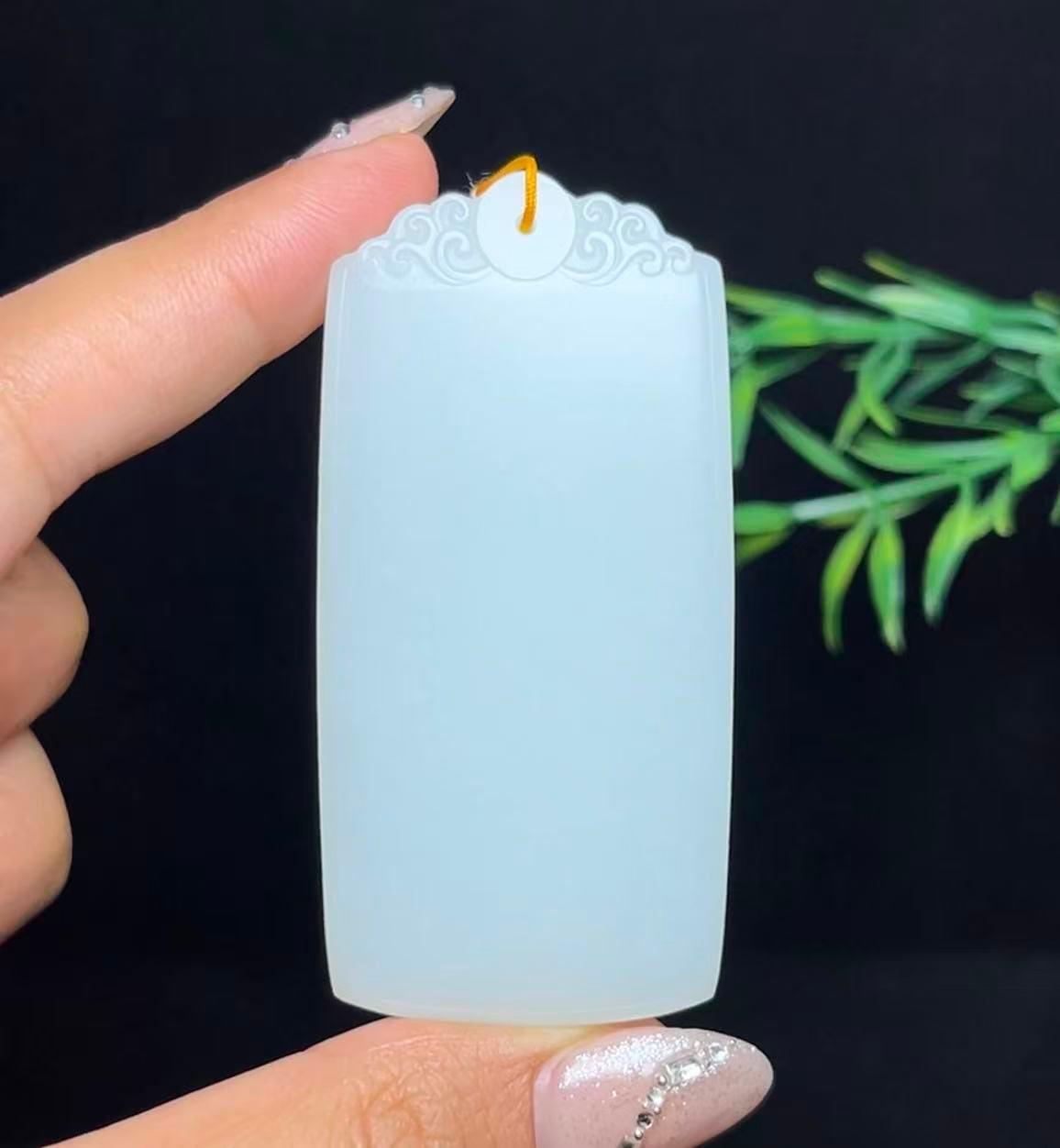 和田玉羊脂白玉平安无事牌（66.3g）
