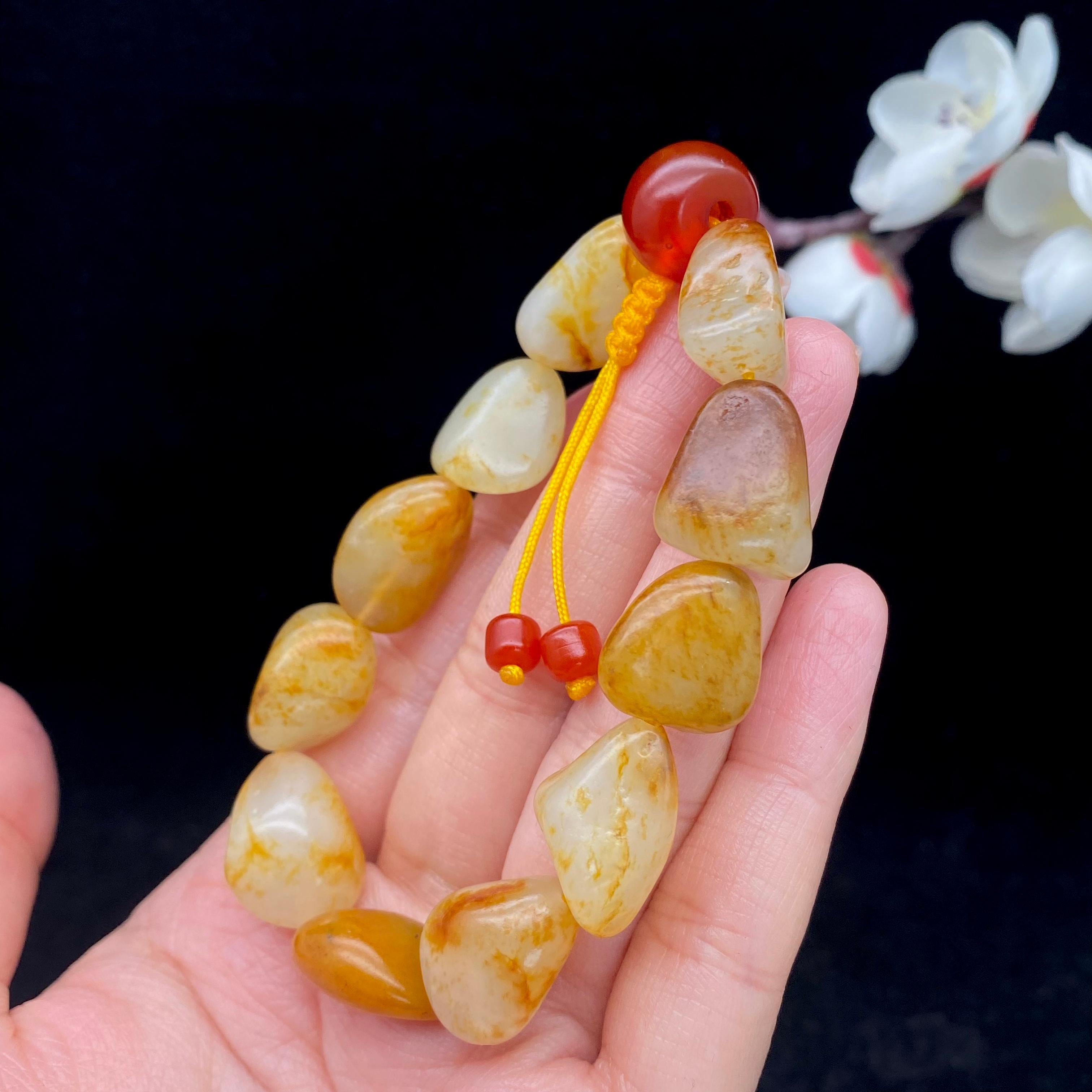 和田玉洒金皮籽料【精品手串】（41.6g）