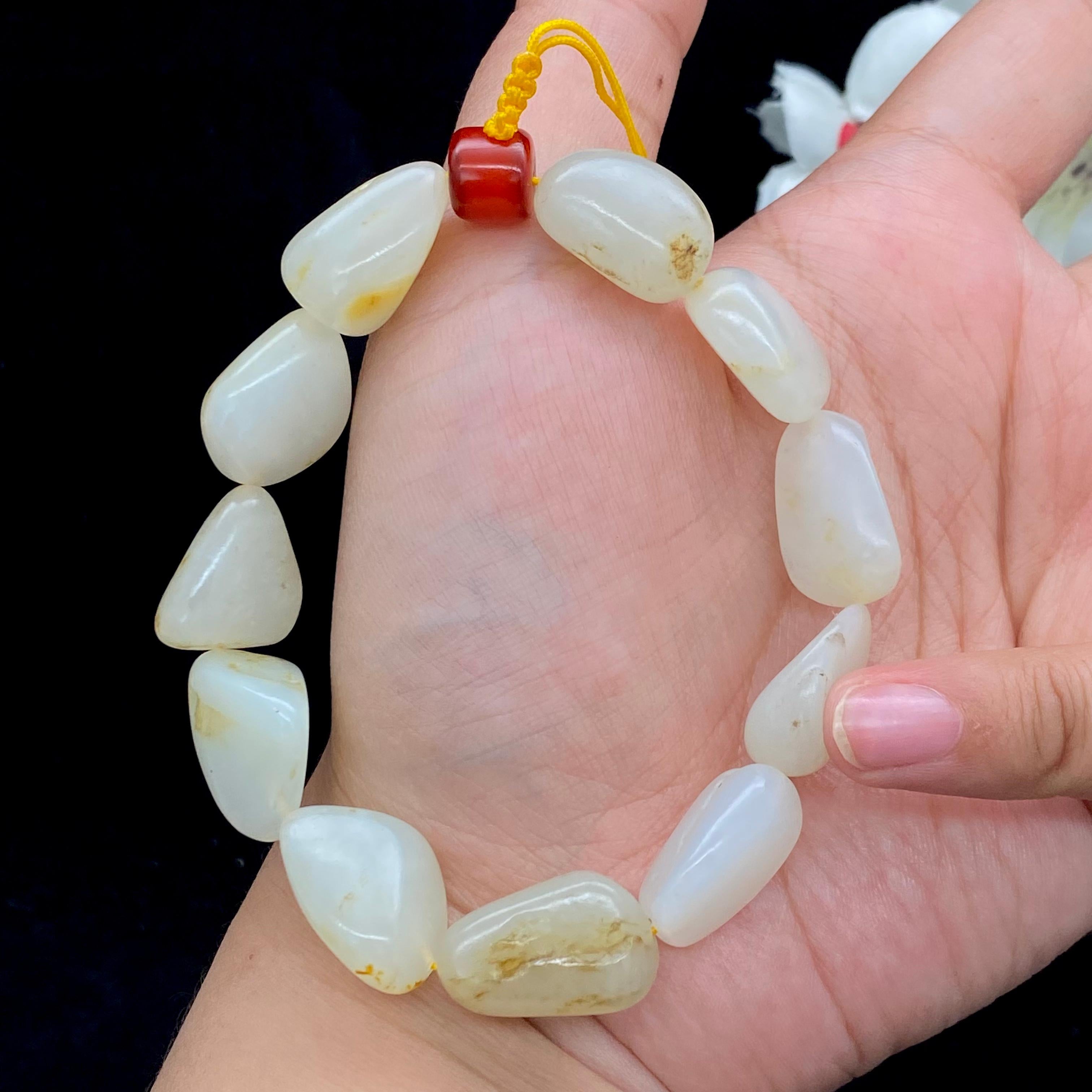 和田玉洒金皮籽料【精品手串】（44.3g）