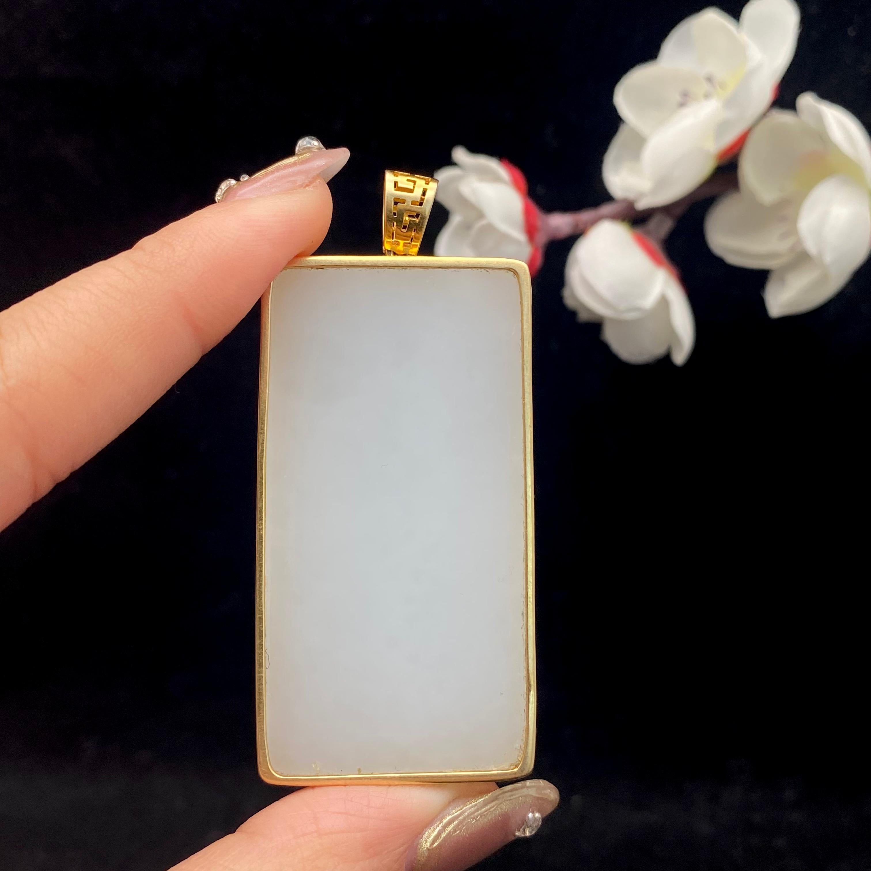 和田玉白玉籽料18k金镶【观音】（43g）