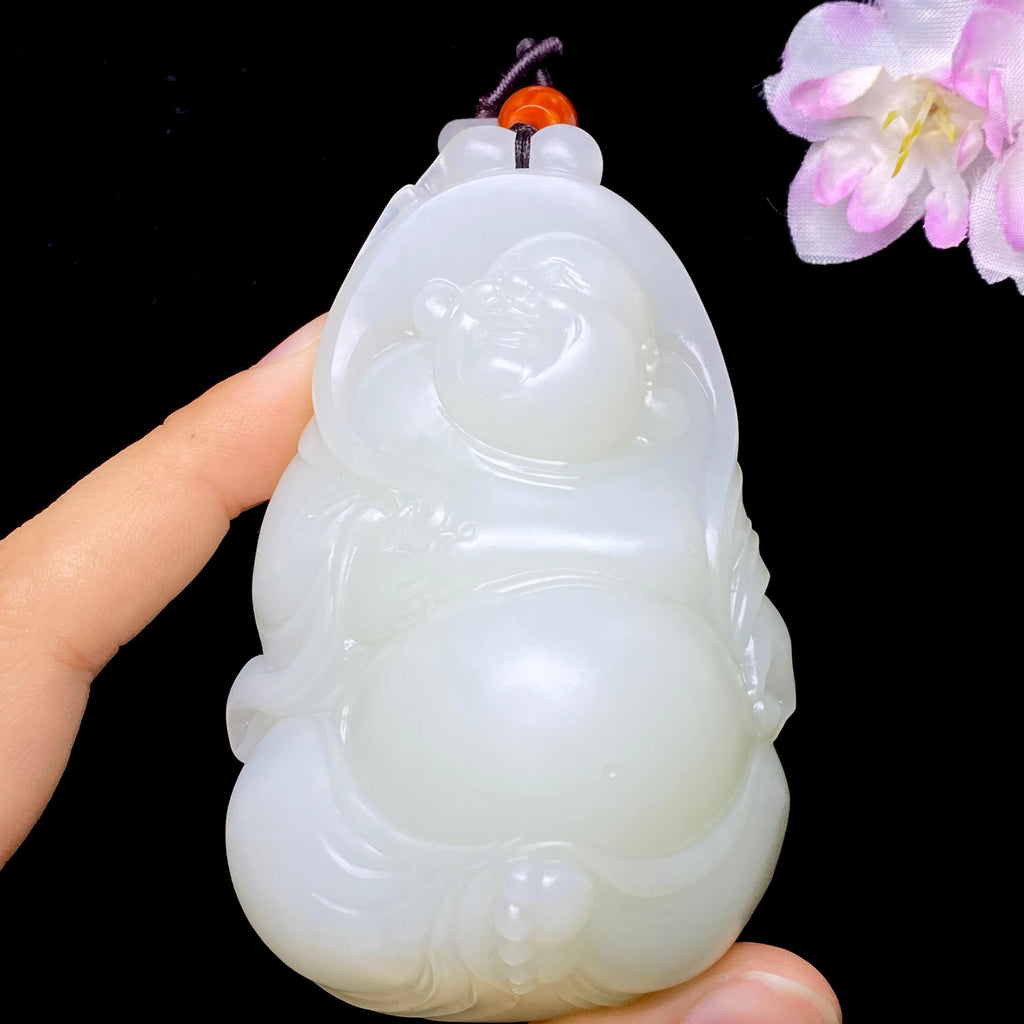 和田玉白玉佛公手把件（192.7g）